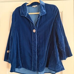 Habitat Royal Blue Velvet Button Down Shirt
